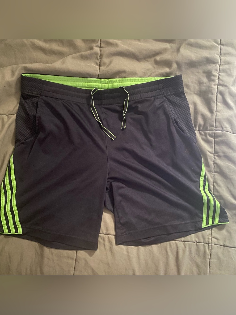 Men's Adidas drawstring Athletic Shorts with Lime Green Accents